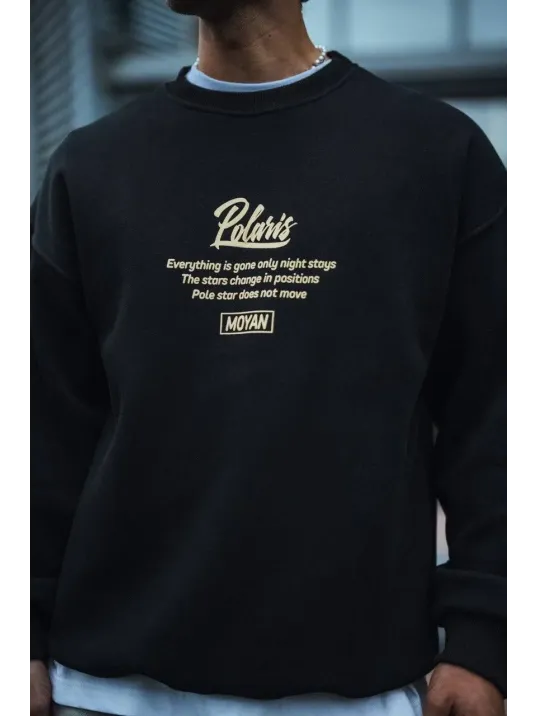 Kışlık Bisiklet Yaka Ön Ve Arka Baskılı SweatShirt - Siyah Kışlık Bisiklet Yaka Ön Ve Arka Baskılı SweatShirt - Siyah
