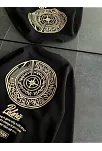 Kışlık Bisiklet Yaka Ön Ve Arka Baskılı Sweatshirt - Siyah