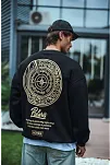 Kışlık Bisiklet Yaka Ön Ve Arka Baskılı Sweatshirt - Siyah