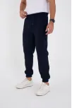 Unisex Kışlık Üç İplik Lastikli Eşofman Pantolon - Lacivert