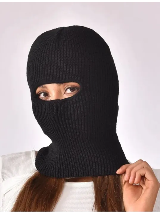 Kışlık Kar Maske Dokuma Triko Bere - Siyah Kışlık Kar Maske Dokuma Triko Bere - Siyah