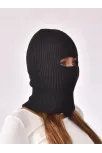 Kışlık Kar Maske Dokuma Triko Bere - Siyah
