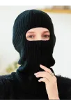 Kışlık Kar Maske Dokuma Triko Bere - Siyah