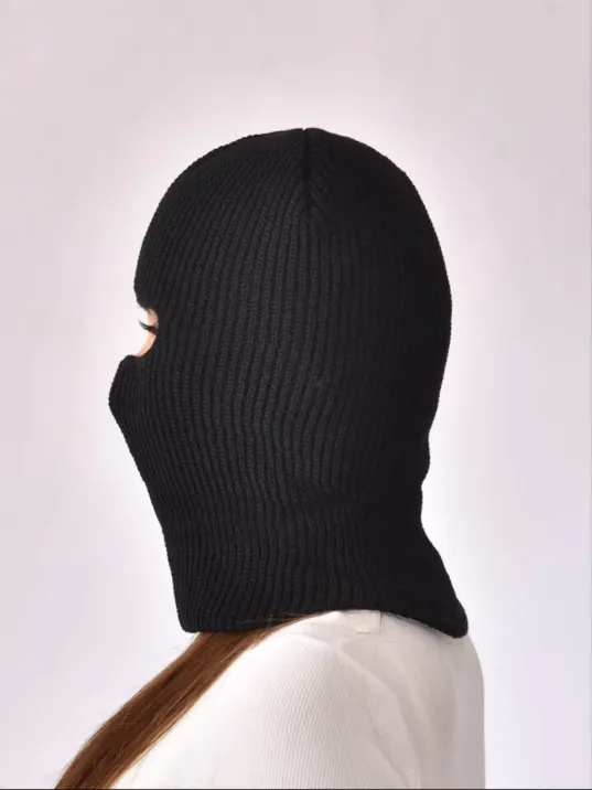 Kışlık Kar Maske Dokuma Triko Bere - Siyah Kışlık Kar Maske Dokuma Triko Bere - Siyah