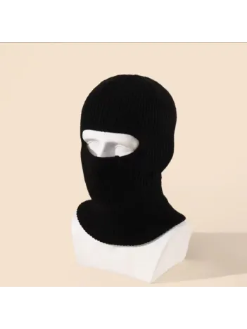 Kışlık Kar Maske Dokuma Triko Bere - Siyah Kışlık Kar Maske Dokuma Triko Bere - Siyah