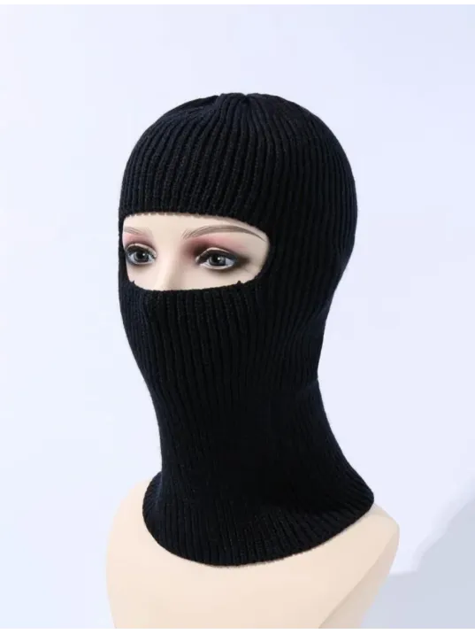 Kışlık Kar Maske Dokuma Triko Bere - Siyah Kışlık Kar Maske Dokuma Triko Bere - Siyah