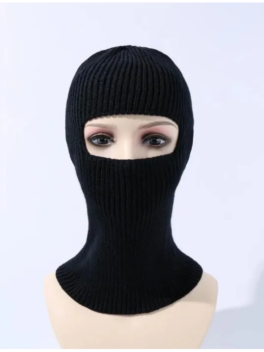 Kışlık Kar Maske Dokuma Triko Bere - Siyah Kışlık Kar Maske Dokuma Triko Bere - Siyah