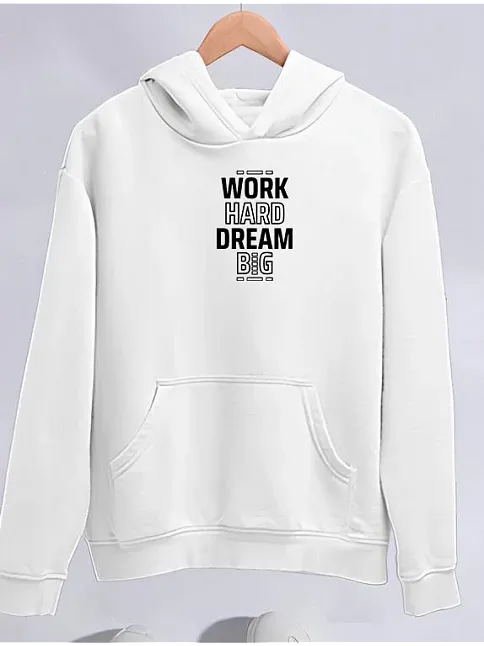 Kışlık Üç İplik Kapüşonlu Sweatshirt - Beyaz