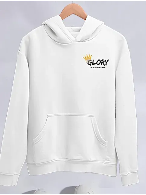 Kışlık Üç İplik Kapüşonlu Sweatshirt - Beyaz