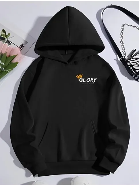 Kışlık Üç İplik Kapüşonlu Sweatshirt - Siyah