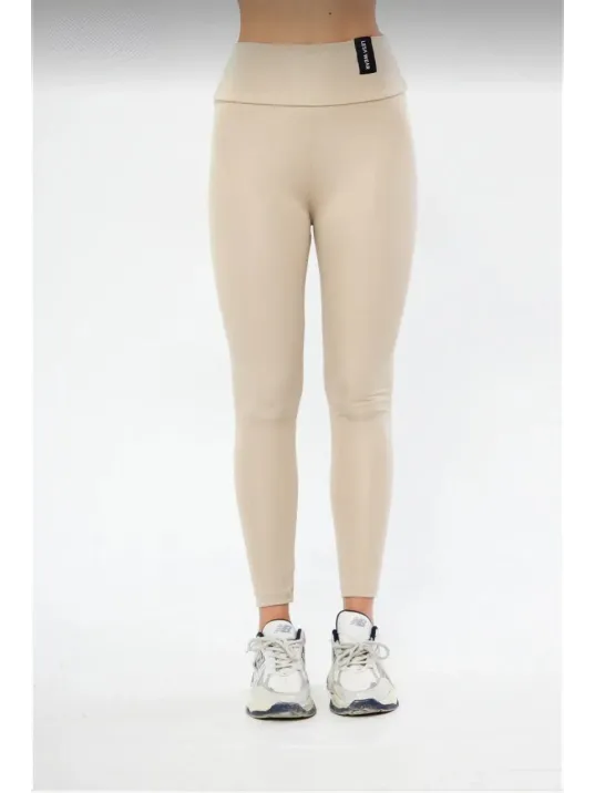 Kışlık Yüksek Bel Toparlayicı ve Sıkılaştırıcı Likralı Şardonlu Tayt - Bej Kışlık Yüksek Bel Toparlayicı ve Sıkılaştırıcı Likralı Şardonlu Tayt - Bej