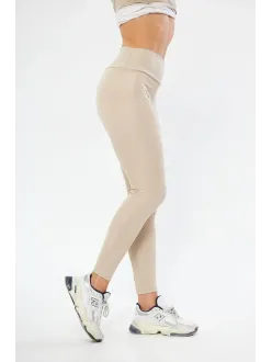 Kışlık Yüksek Bel Toparlayicı Ve Sıkılaştırıcı Likralı Şardonlu Tayt - Bej