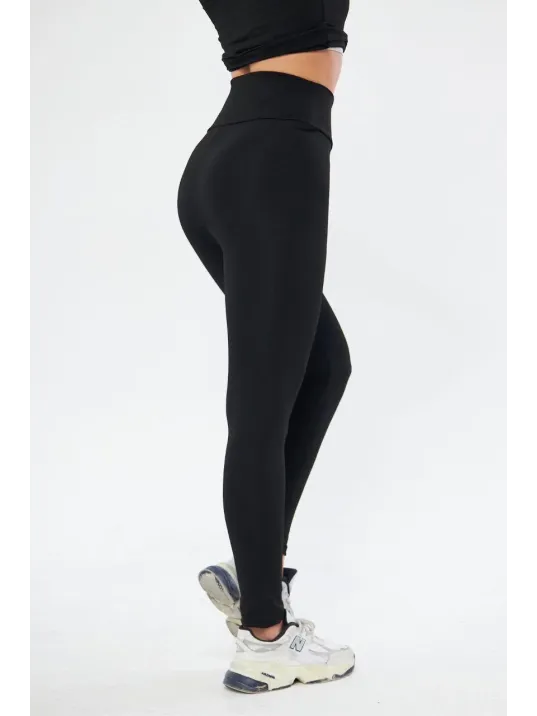 Kadın Kışlık Yüksek Bel Toparlayicı Ve Sıkılaştırıcı Likralı Şardonlu Tayt - Siyah