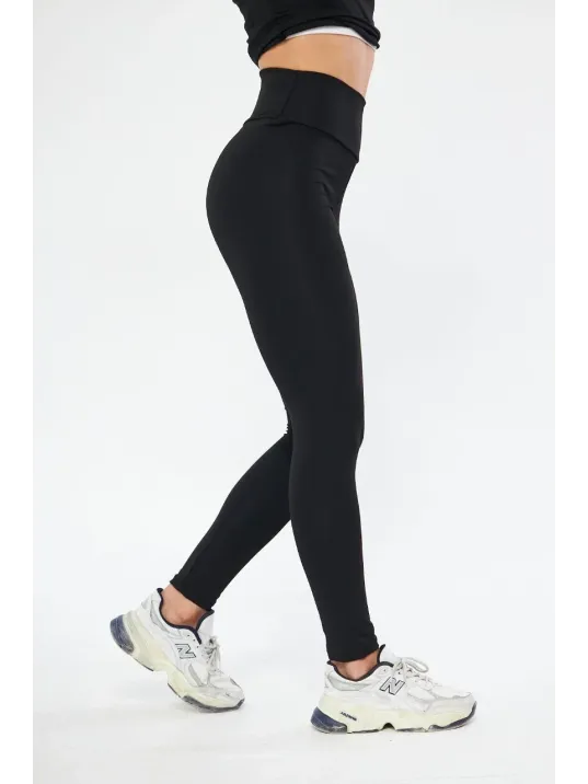 Kadın Kışlık Yüksek Bel Toparlayicı Ve Sıkılaştırıcı Likralı Şardonlu Tayt - Siyah