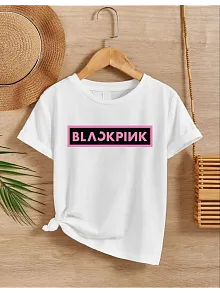 Kız Çocuk Bisiklet Yaka Baskılı T-shirt - Beyaz