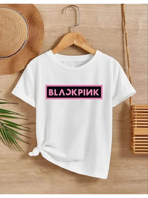 Kız Çocuk Bisiklet Yaka Baskılı T-shirt - Beyaz