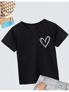 Kız Çocuk Bisiklet Yaka Baskılı T-shirt - Siyah