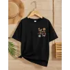 Kız Çocuk Bisiklet Yaka Baskılı T-Shirt - Siyah Kız Çocuk Bisiklet Yaka Baskılı T-Shirt - Siyah