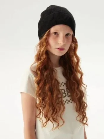 Kız Çocuk Katlamalı Basic Bere - Siyah Kız Çocuk Katlamalı Basic Bere - Siyah