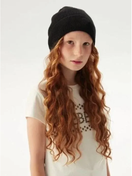 Kız Çocuk Katlamalı Basic Bere - Siyah Kız Çocuk Katlamalı Basic Bere - Siyah