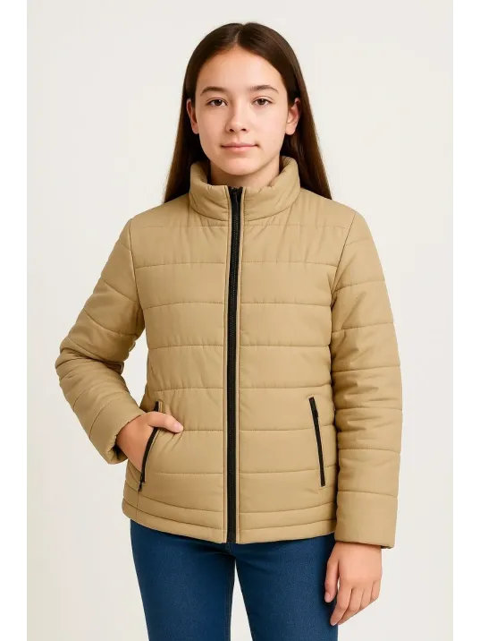 Kız Çocuk Şişme Mont Hafif Ve Sıcak Tutucu Kışlık Fermuarlı Su İtici Rahat Günlük Mont Kapüşonuz Modern Tasarım - Bej Kız Çocuk Şişme Mont Hafif Ve Sıcak Tutucu Kışlık Fermuarlı Su İtici Rahat Günlük Mont Kapüşonuz Modern Tasarım - Bej