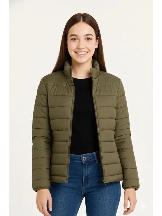 Kız Çocuk Şişme Mont Hafif Ve Sıcak Tutucu Kışlık Fermuarlı Su İtici Rahat Günlük Mont Kapüşonuz Modern Tasarım - Haki Kız Çocuk Şişme Mont Hafif Ve Sıcak Tutucu Kışlık Fermuarlı Su İtici Rahat Günlük Mont Kapüşonuz Modern Tasarım - Haki