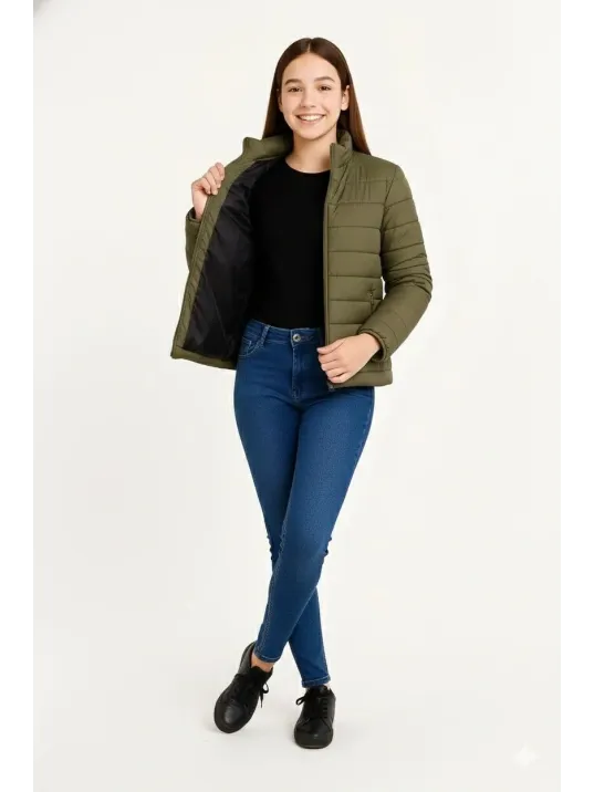 Kız Çocuk Şişme Mont Hafif Ve Sıcak Tutucu Kışlık Fermuarlı Su İtici Rahat Günlük Mont Kapüşonuz Modern Tasarım - Haki Kız Çocuk Şişme Mont Hafif Ve Sıcak Tutucu Kışlık Fermuarlı Su İtici Rahat Günlük Mont Kapüşonuz Modern Tasarım - Haki