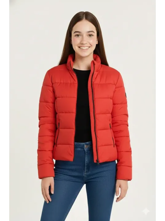 Kız Çocuk Şişme Mont Hafif Ve Sıcak Tutucu Kışlık Fermuarlı Su İtici Rahat Günlük Mont Kapüşonuz Modern Tasarım - Kırmızı Kız Çocuk Şişme Mont Hafif Ve Sıcak Tutucu Kışlık Fermuarlı Su İtici Rahat Günlük Mont Kapüşonuz Modern Tasarım - Kırmızı