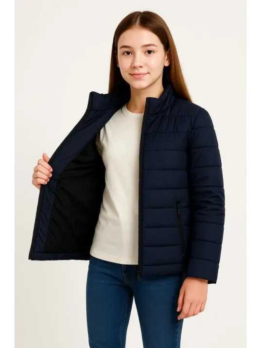 Kız Çocuk Şişme Mont Hafif Ve Sıcak Tutucu Kışlık Fermuarlı Su İtici Rahat Günlük Mont Kapüşonuz Modern Tasarım - Lacivert Kız Çocuk Şişme Mont Hafif Ve Sıcak Tutucu Kışlık Fermuarlı Su İtici Rahat Günlük Mont Kapüşonuz Modern Tasarım - Lacivert