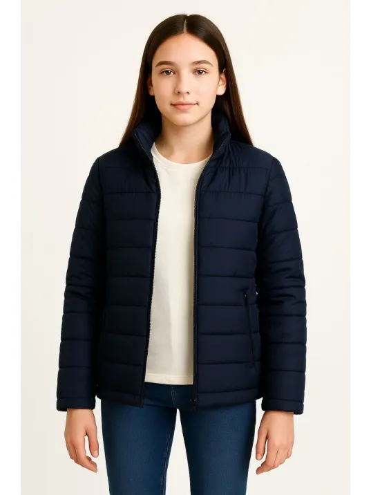 Kız Çocuk Şişme Mont Hafif Ve Sıcak Tutucu Kışlık Fermuarlı Su İtici Rahat Günlük Mont Kapüşonuz Modern Tasarım - Lacivert Kız Çocuk Şişme Mont Hafif Ve Sıcak Tutucu Kışlık Fermuarlı Su İtici Rahat Günlük Mont Kapüşonuz Modern Tasarım - Lacivert