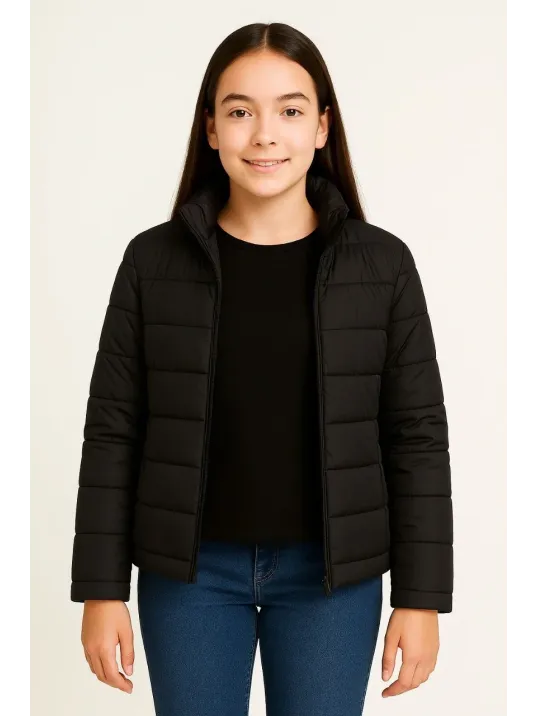 Kız Çocuk Şişme Mont Hafif Ve Sıcak Tutucu Kışlık Fermuarlı Su İtici Rahat Günlük Mont Kapüşonuz Modern Tasarım - Siyah Kız Çocuk Şişme Mont Hafif Ve Sıcak Tutucu Kışlık Fermuarlı Su İtici Rahat Günlük Mont Kapüşonuz Modern Tasarım - Siyah