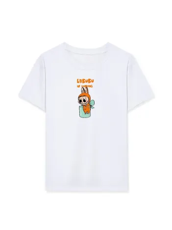 Kız Labubu Çocuk Baskılı T-shirt - Beyaz