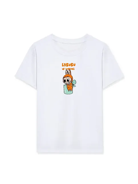 Kız Labubu Çocuk Baskılı T-shirt - Beyaz