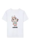 Kız Labubu Çocuk Baskılı T-shirt - Beyaz