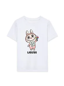 Kız Labubu Çocuk Baskılı T-shirt - Beyaz