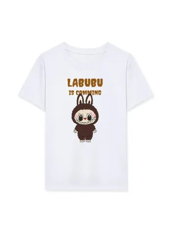 Kız Labubu Çocuk Baskılı T-shirt - Beyaz