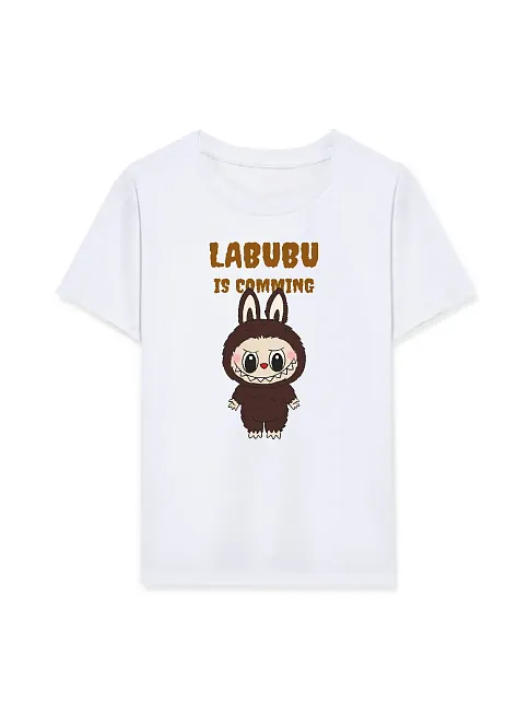 Kız Labubu Çocuk Baskılı T-shirt - Beyaz