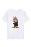 Kız Labubu Çocuk Baskılı T-shirt - Beyaz