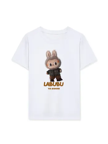 Kız Labubu Çocuk Baskılı T-shirt - Beyaz