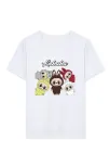 Kız Labubu Çocuk Baskılı T-shirt - Beyaz