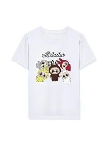 Kız Labubu Çocuk Baskılı T-shirt - Beyaz