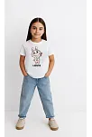 Kız Labubu Çocuk Baskılı T-shirt - Beyaz