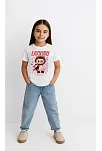 Kız Labubu Çocuk Baskılı T-shirt - Beyaz