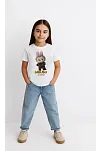 Kız Labubu Çocuk Baskılı T-shirt - Beyaz