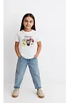 Kız Labubu Çocuk Baskılı T-shirt - Beyaz