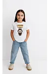Kız Labubu Çocuk Baskılı T-shirt - Beyaz