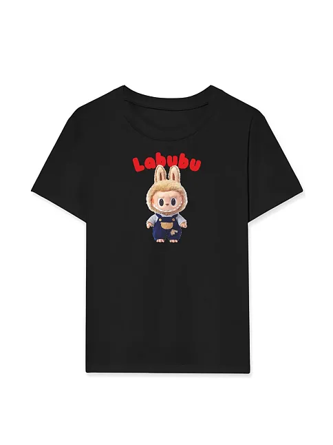 Kız Labubu Çocuk Baskılı T-shirt - Beyaz