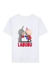 Kız Labubu Çocuk Baskılı T-shirt - Beyaz