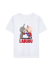 Kız Labubu Çocuk Baskılı T-shirt - Beyaz