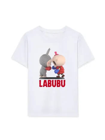 Kız Labubu Çocuk Baskılı T-shirt - Beyaz